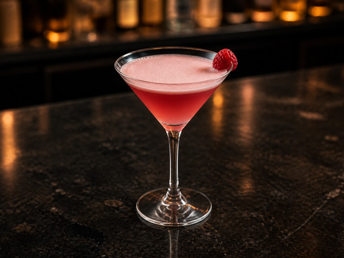 French Martini cocktail in a martini glass — Pineapple juice