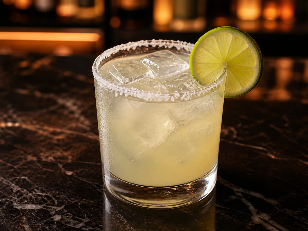 Mezcal Margarita cocktail in a rocks glass — Lime juice